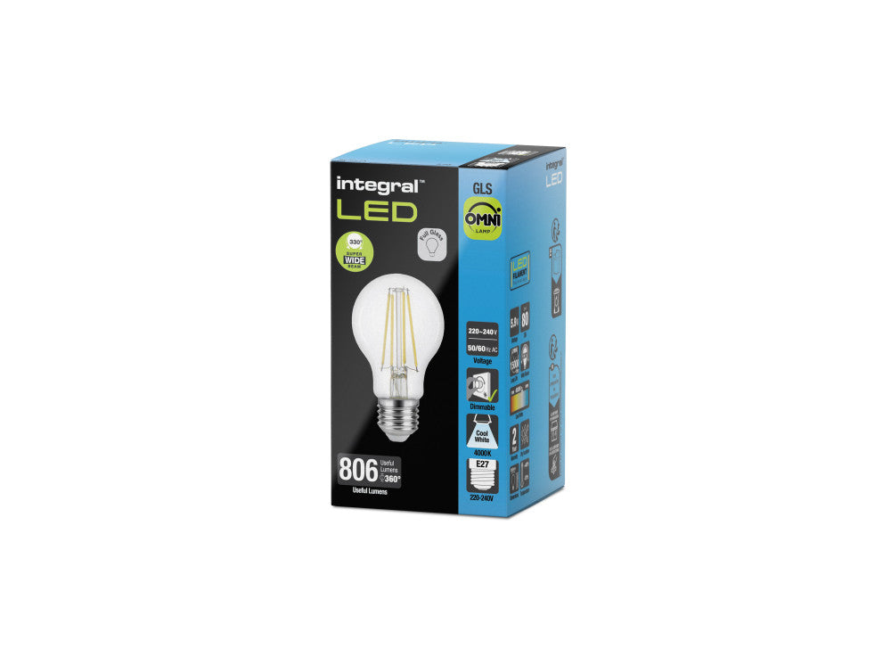 OMNI FILAMENT GLS BULB E27 806LM 5.9W 4000K DIMMABLE 330 BEAM CLEAR FULL GLASS INTEGRAL - ILGLSE27DE135