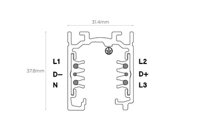 2M WHITE STANDARD STUCCHI 3 CIRCUIT 230V ONETRACK WITH DALI LINE - ILTR001