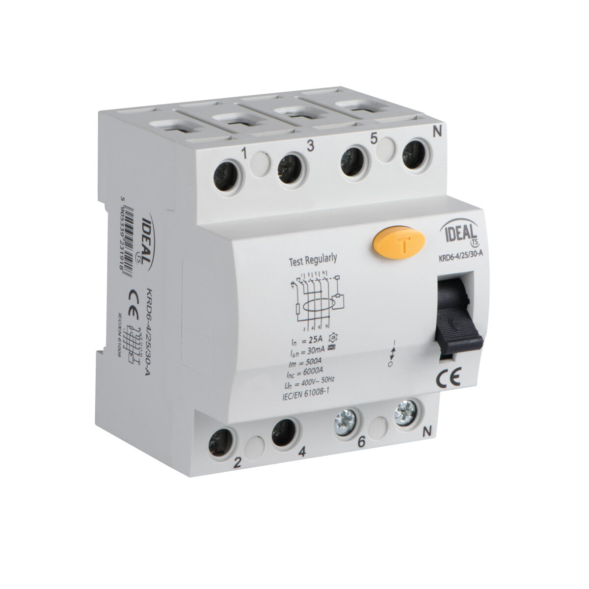 Residual-current circuit breaker, 4P KRD6-4