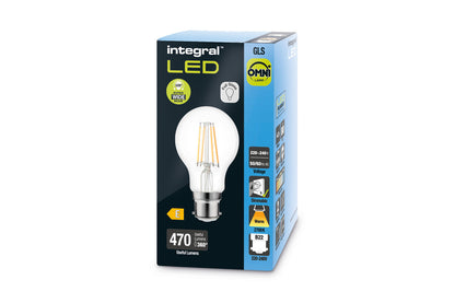 OMNI FILAMENT GLS BULB B22 470LM 4.2W 2700K DIMMABLE 320 BEAM CLEAR FULL GLASS INTEGRAL - ILGLSB22DC053