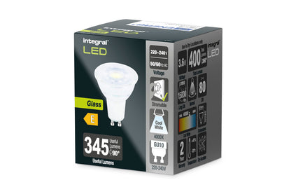 GLASS GU10 BULB 400LM 3.6W 4000K DIMMABLE 36 BEAM INTEGRAL - ILGU10DE087