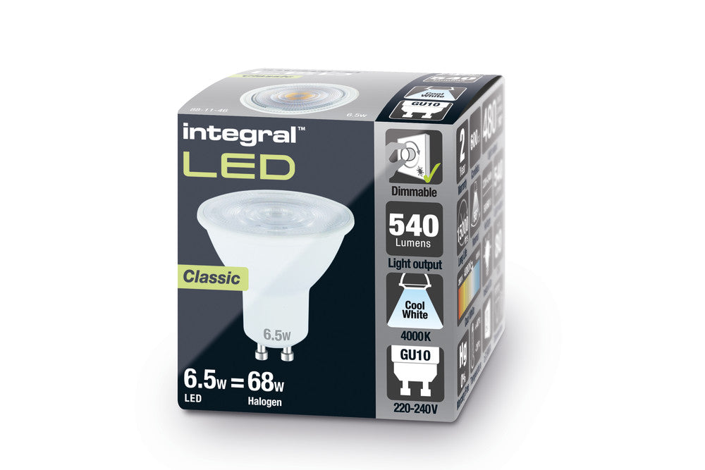 CLASSIC GU10 BULB 520LM 4.9W 4000K DIMMABLE 55 BEAM INTEGRAL - ILGU10DE101