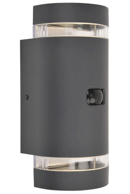 Wall Light, Focus Outdoor D2D 2 Lgt GU10, c/w Clear PC/Glass Diffuser