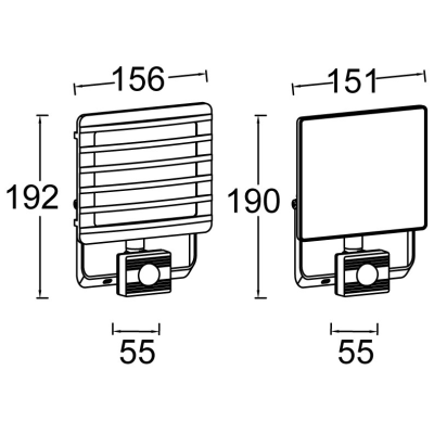 Floodlight, TEC20 PIR LED 5000K IP54, c/w Louvre