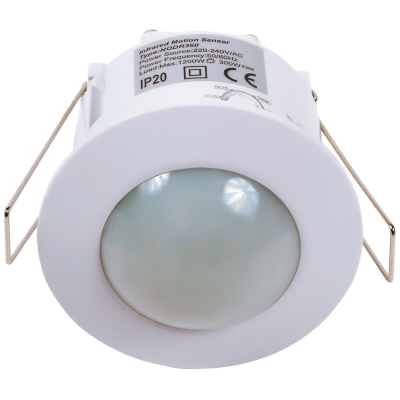 PIR, Occupancy Detector Recessed IP20, Ceiling Mounted 10sec-15min