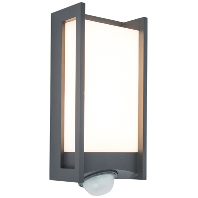 Wall Light, Qubo LED Wall PIR 3000K IP54, c/w Opal Polycarbonate Diffuser