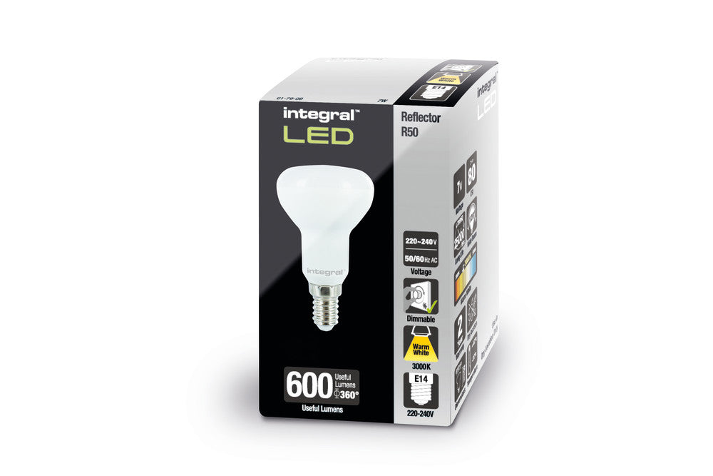 R50 BULB E14 600LM 7W 3000K DIMMABLE 120 BEAM INTEGRAL - ILR50DD004