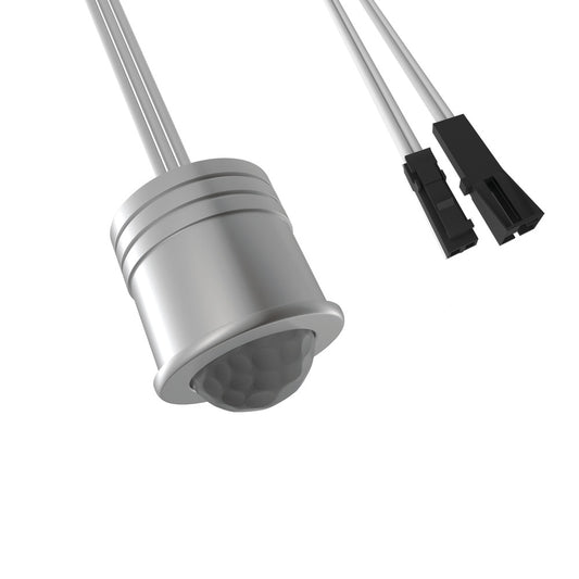 12V CHANNEL SENSOR PIR ON/OFF SURFACE MOUNTED OR RECESSED 14MM CUTOUT WITH 2PIN 2.54MM BLACK CLIP INLINE CONNECTOR FOR STRIP OR LIGHT 1.5M 3A MAX - ILDRAA111