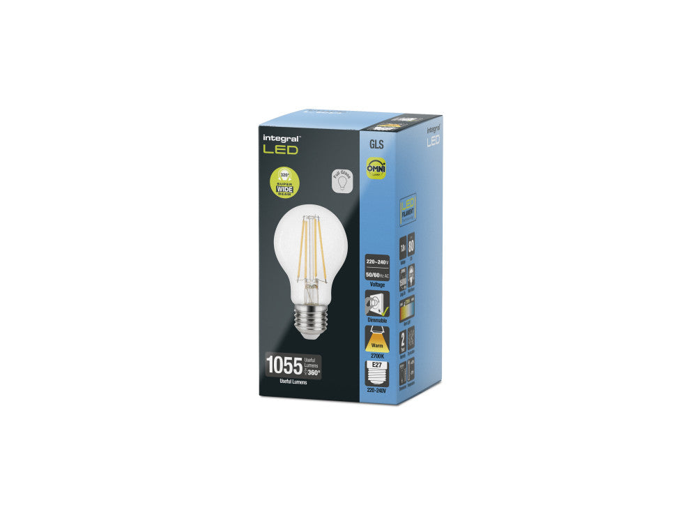 OMNI FILAMENT GLS BULB E27 1055LM 7.8W 2700K DIMMABLE 330 BEAM CLEAR FULL GLASS INTEGRAL - ILGLSE27DC124