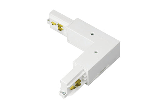 WHITE CORNER CONNECTOR FOR STANDARD-RECESSED-TRIMLESS STUCCHI 3 CIRCUIT 230V ONETRACK POLARITY INTERNAL EARTHING EXTERNAL - ILTRA008