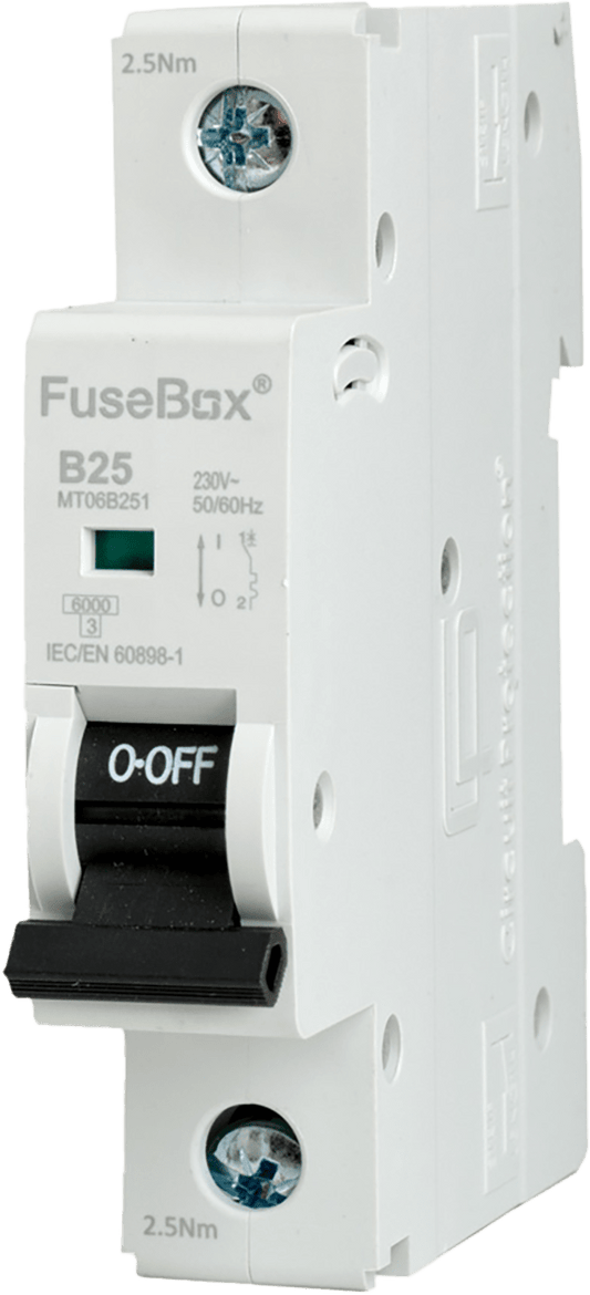 Fusebox 25A B CURVE MCB 6kA 1P (Purchased in multiples of 12) MT06B251