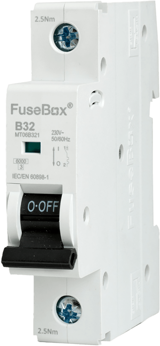 Fusebox 32A B CURVE MCB 6kA 1P (Purchased in multiples of 12) MT06B321