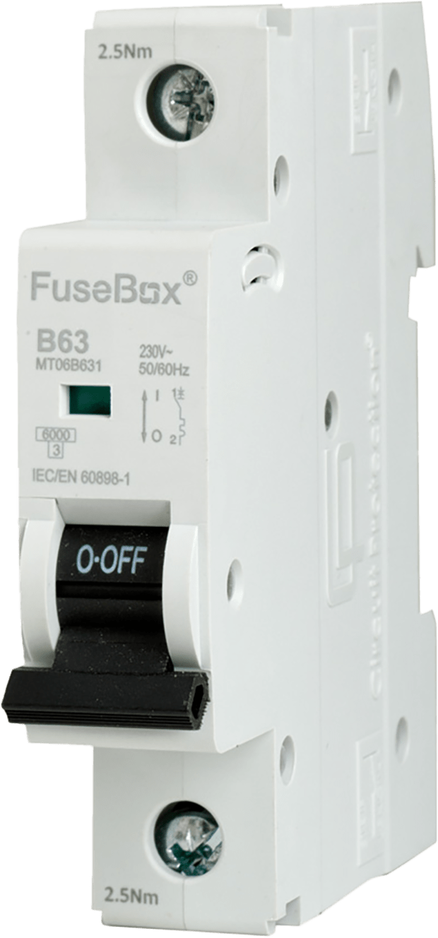 Fusebox 63A B CURVE MCB 6kA 1P MT06B631