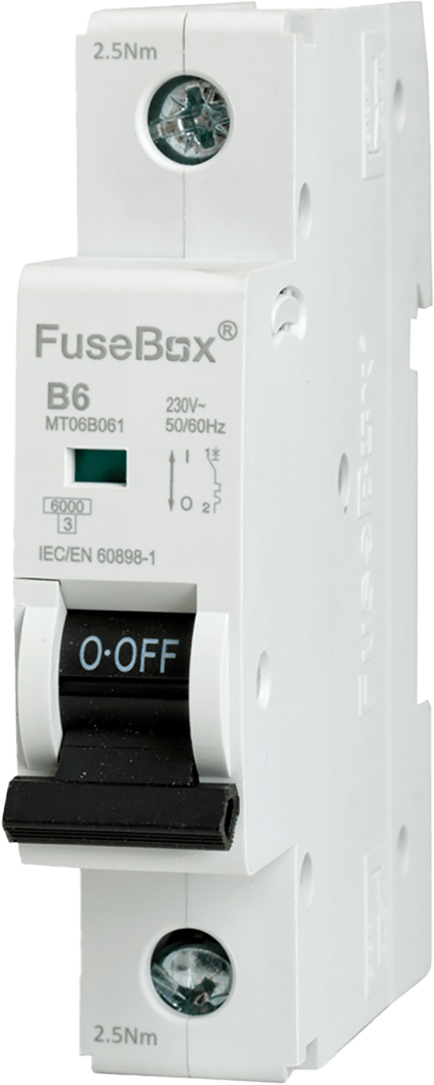 Fusebox 6A B CURVE MCB 6kA 1P (Purchased in multiples of 12) MT06B061