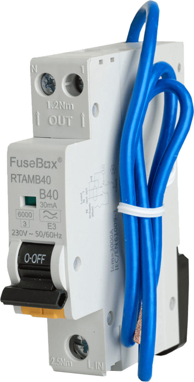 Fusebox MINI 40A B RCBO 1P+N (SW) 30mA 6kA TYPE A (Purchased in multiples of 10) RTAMB40