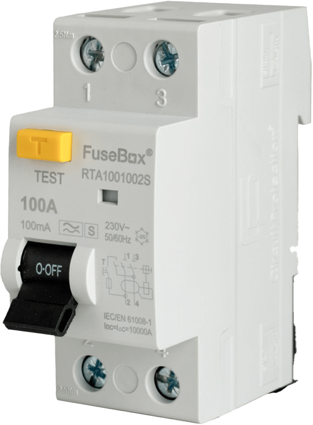 Fusebox TYPE A 100A 100mA 2P RCD "S" TYPE RTA1001002S