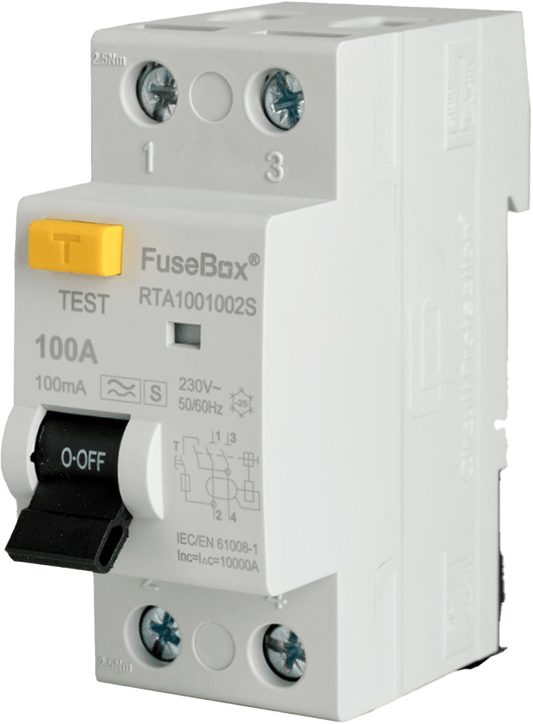 Fusebox TYPE A 100A 100mA 2P RCD "S" TYPE RTA1001002S