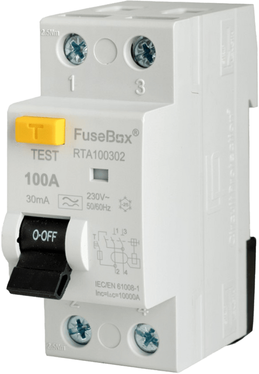 Fusebox TYPE A 100A 30mA 2P RCD RTA100302