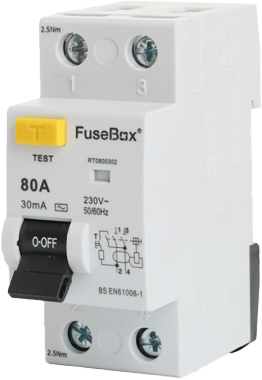 Fusebox *TYPE A 80A 30mA 2P RCD RTA800302