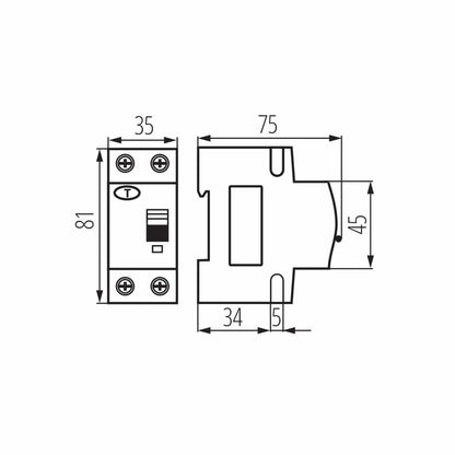 Kanlux Residual-current circuit breaker with overcurrent module, 6kA, 2P KRO6 23217